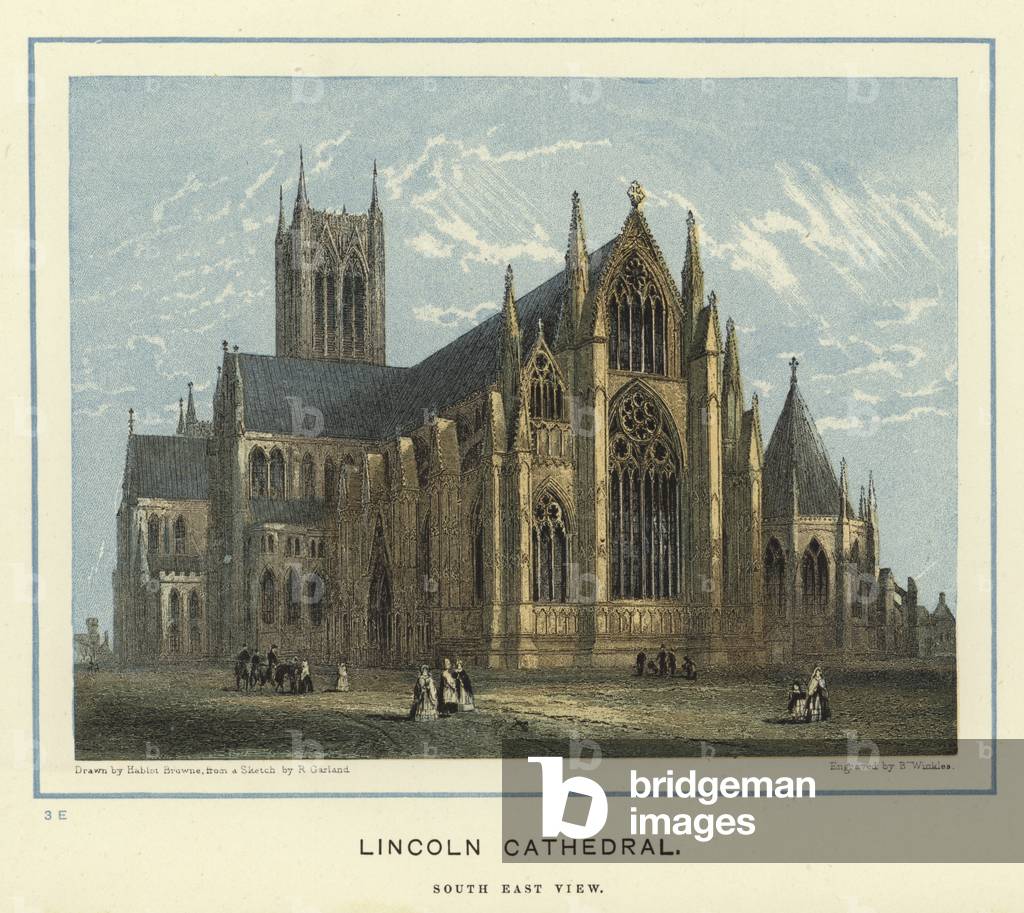 Lincoln Cathedral, south east view (colour litho)