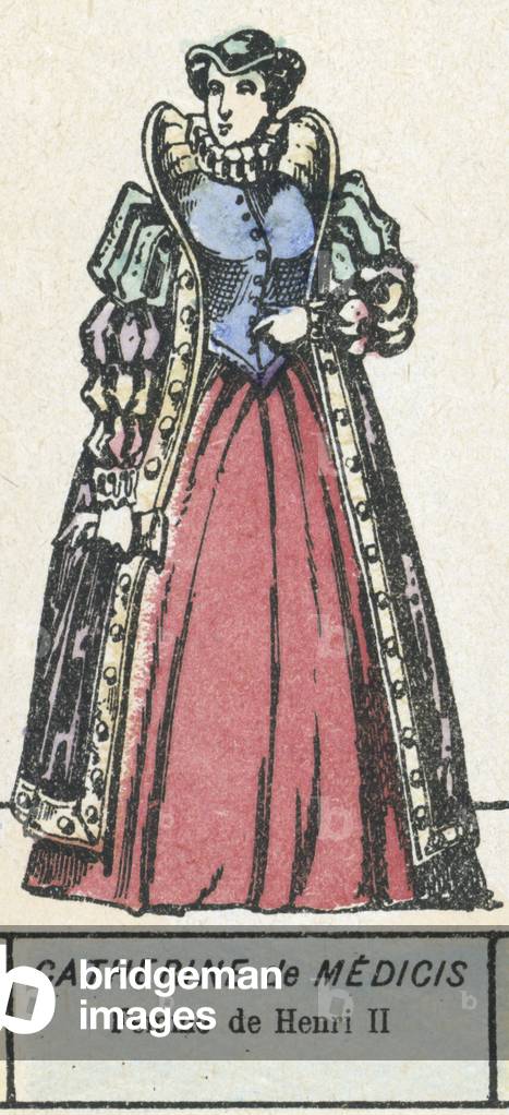 Catherine de Medicis, Femme de Henri II (coloured engraving)