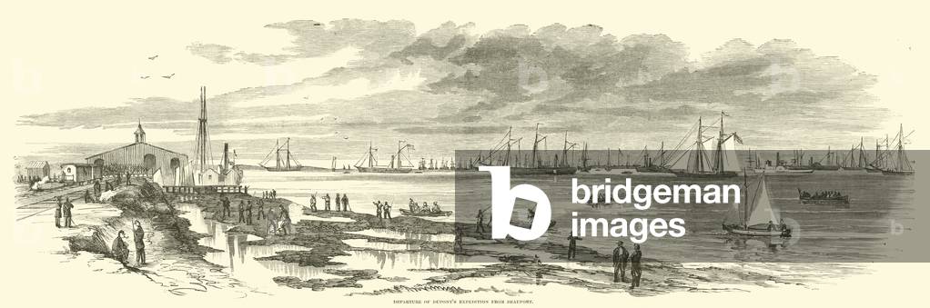 Departure of Dupont's expedition from Beaufort, January 1863 (engraving)