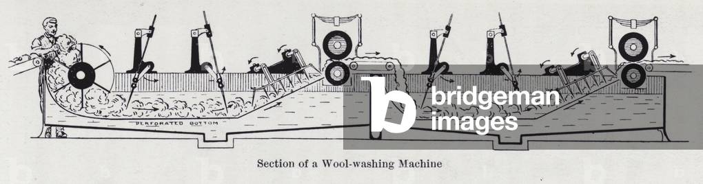 Cross section of a wool washing machine (litho)