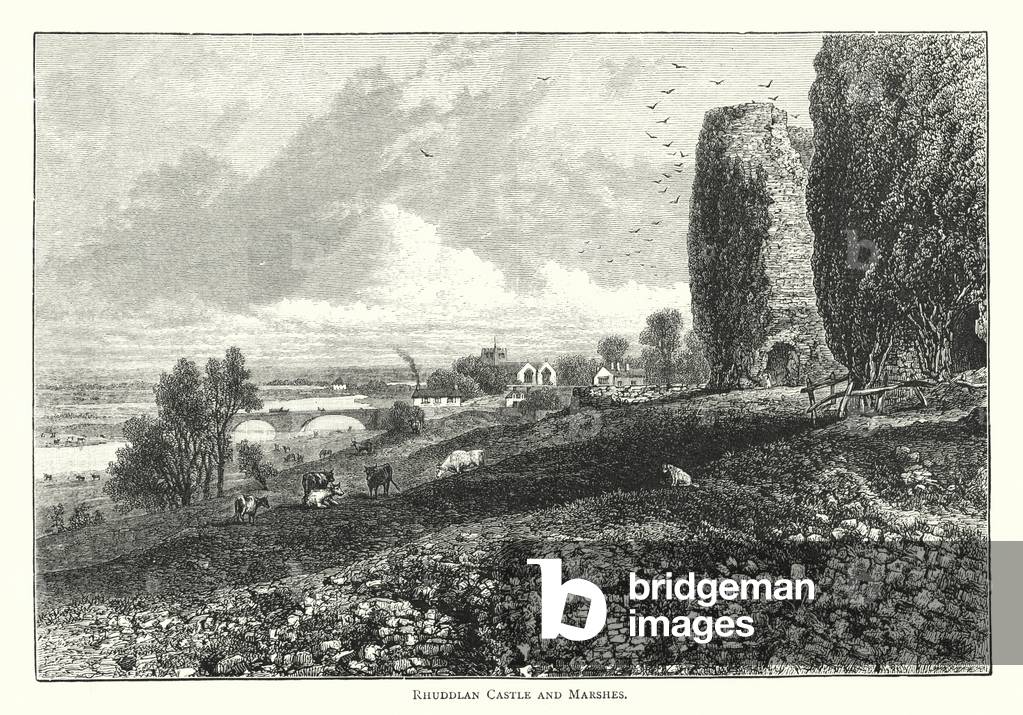 Rhuddlan Castle and Marshes (engraving)