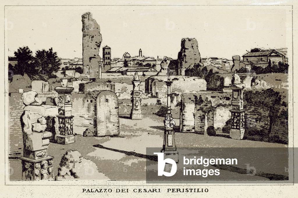 Roma: Palazzo Dei Cesari, Peristilio (litho)