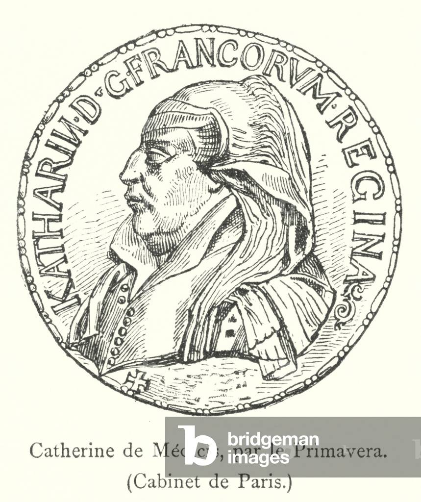 Catherine de Medicis, par le Primavera, Cabinet de Paris (engraving)