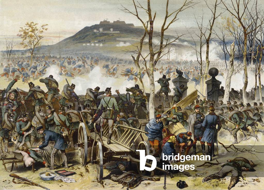 Battle of Mont Valerien, Franco-Prussian War, 19 January 1871 (chromolitho)