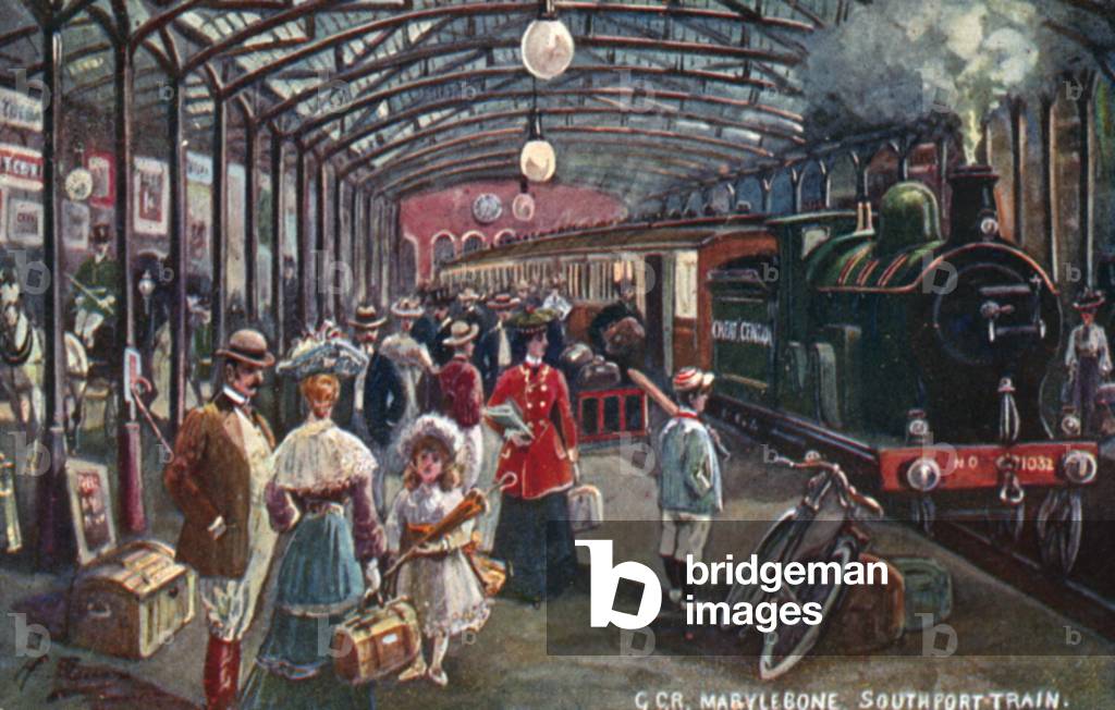 London Marylebone station (colour litho)