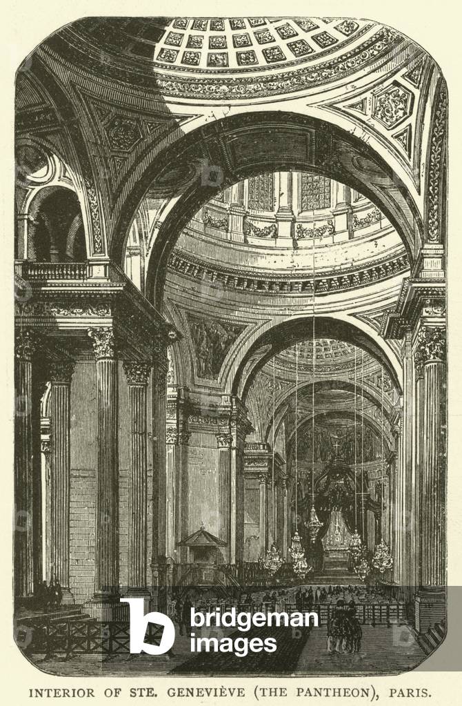 Interior of Ste Genevieve (the Pantheon), Paris (engraving)