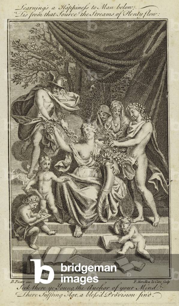 Learning's a Happiness to Man below; Tis from that Source the Streams of Plenty flow (engraving)
