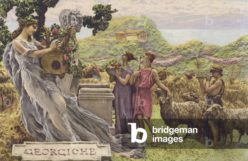 Pan from Virgil's Georgics (colour litho)