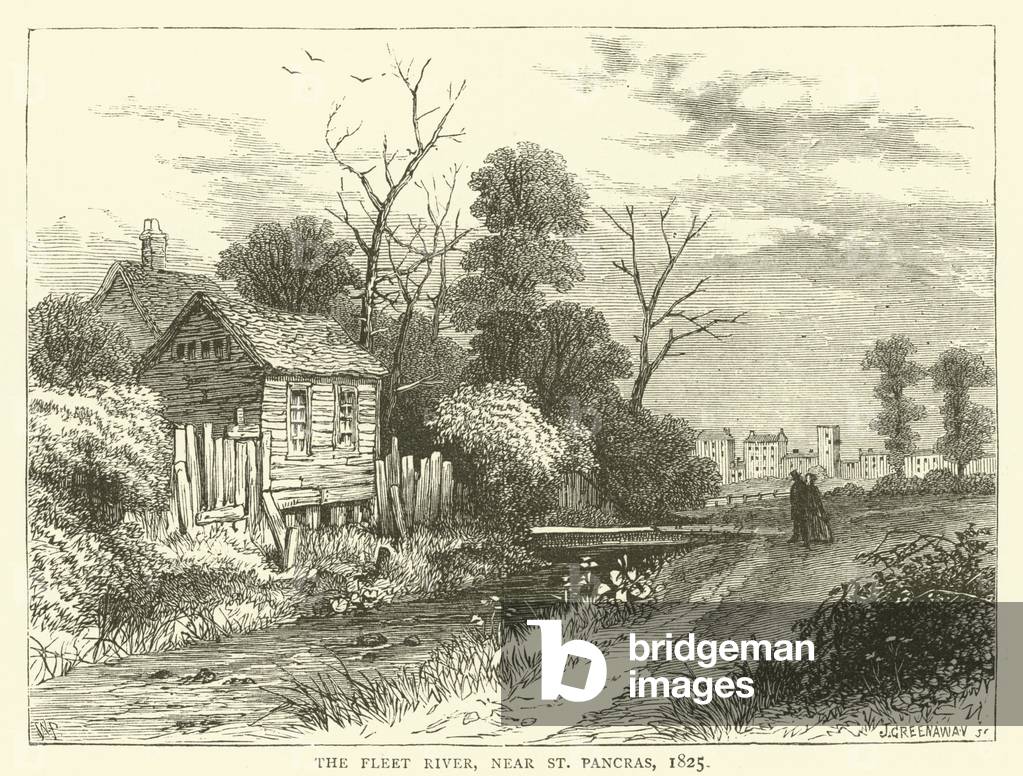 The Fleet River, near St Pancras, 1825 (engraving)