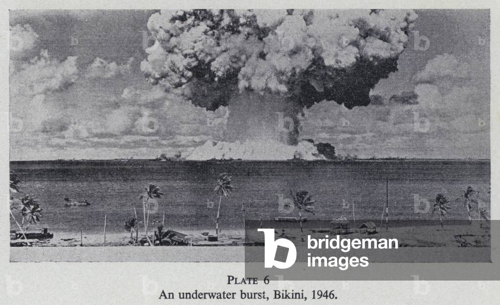American underwater atom bomb test, Bikini Atoll, Marshall Islands, 1946 (b/w photo)