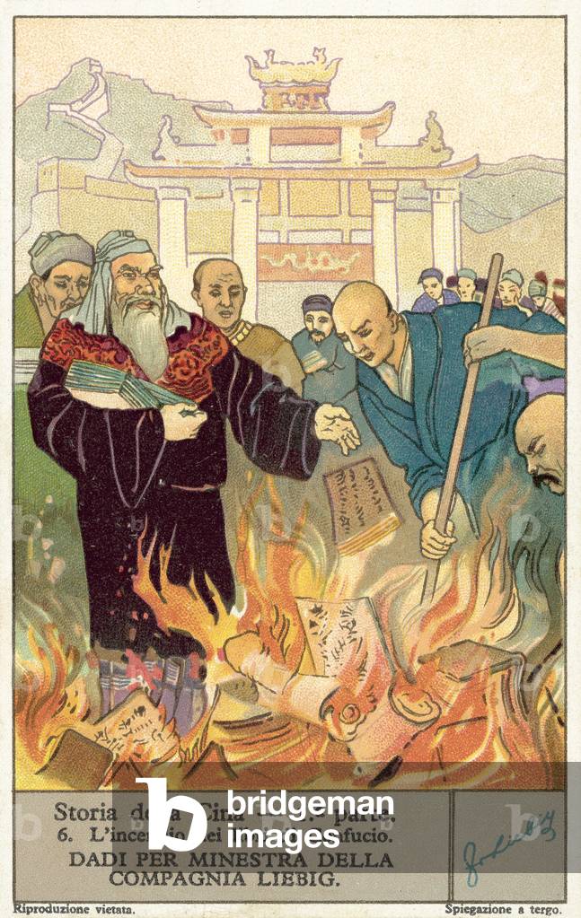The burning of the books of Confucius (chromolitho)