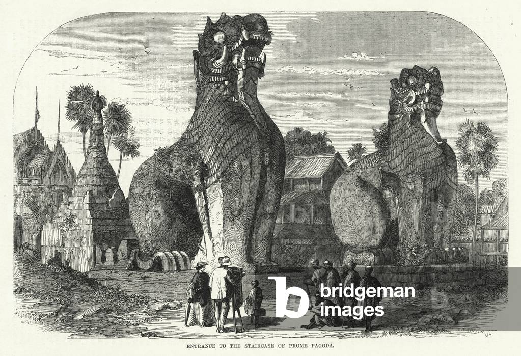 Entrance to the Staircase of Prome Pagoda (engraving)