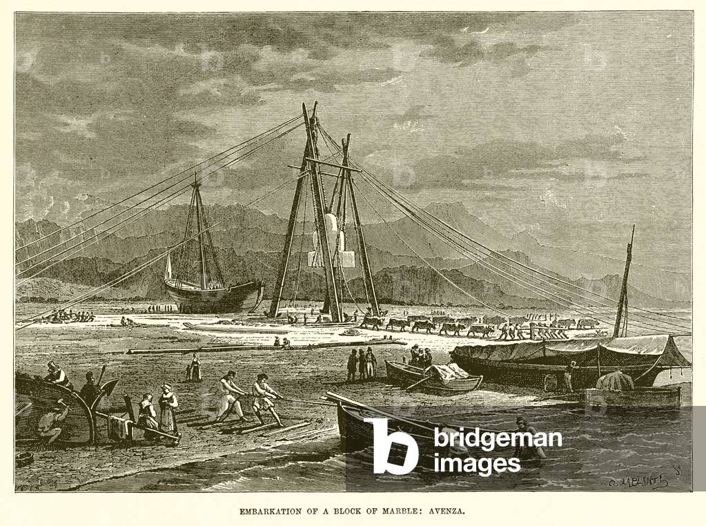 Embarkation of a Block of Marble: Avenza (engraving)