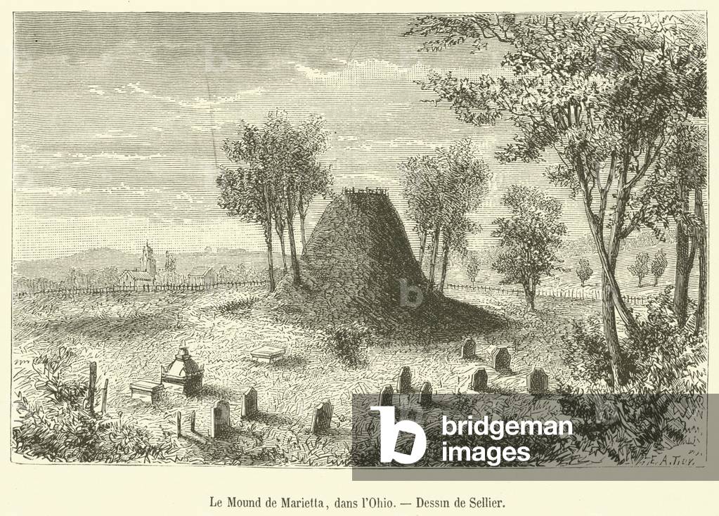 Le Mound de Marietta, dans l'Ohio (engraving)