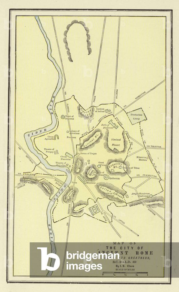 Map of the City of Ancient Rome during its Greatness, BC 30-AD 400 (colour litho)