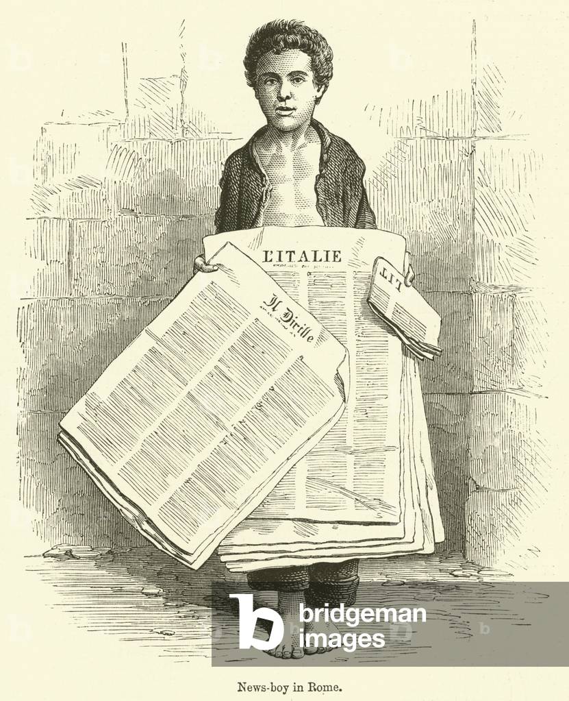News-boy in Rome (engraving)