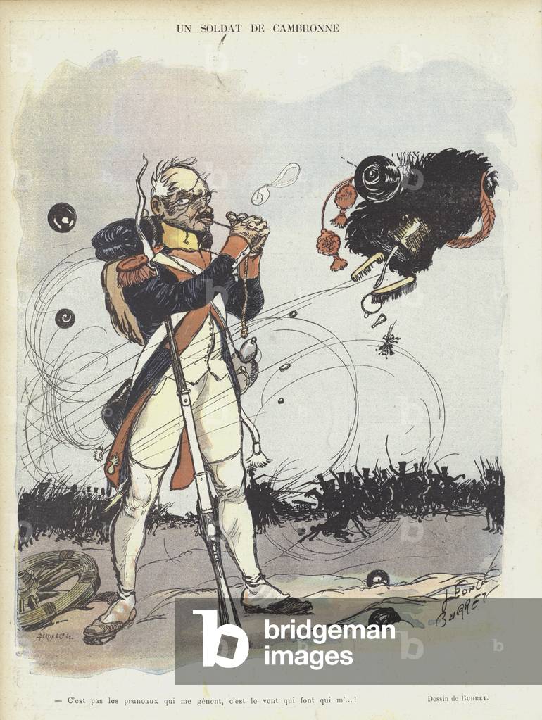 A soldier of Cambronne. Illustration for Le Rire (colour litho)