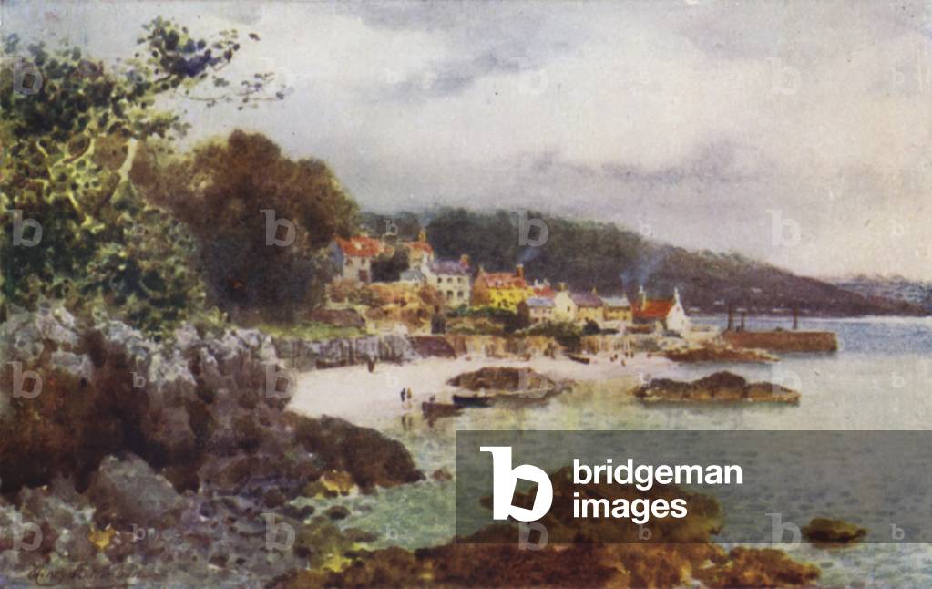 St Aubin, Jersey (colour litho)