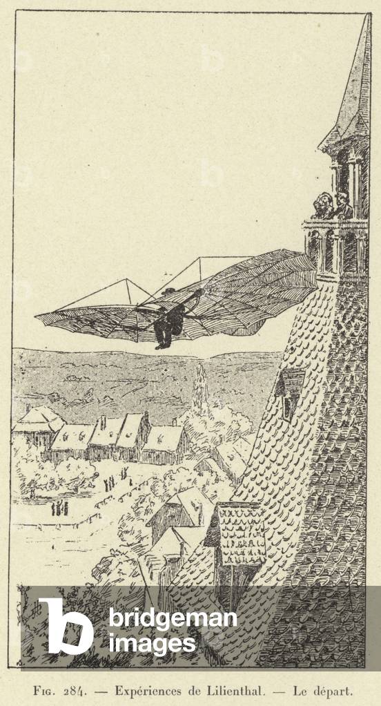Experiences de Lilienthal, Le depart (engraving)