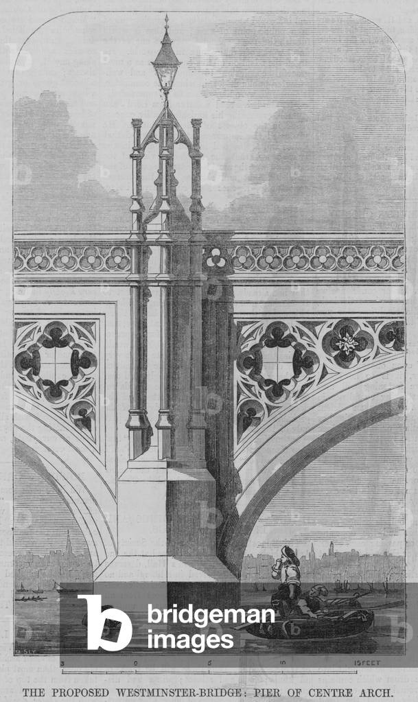 The Proposed Westminster Bridge, Pier of Centre Arch (engraving)