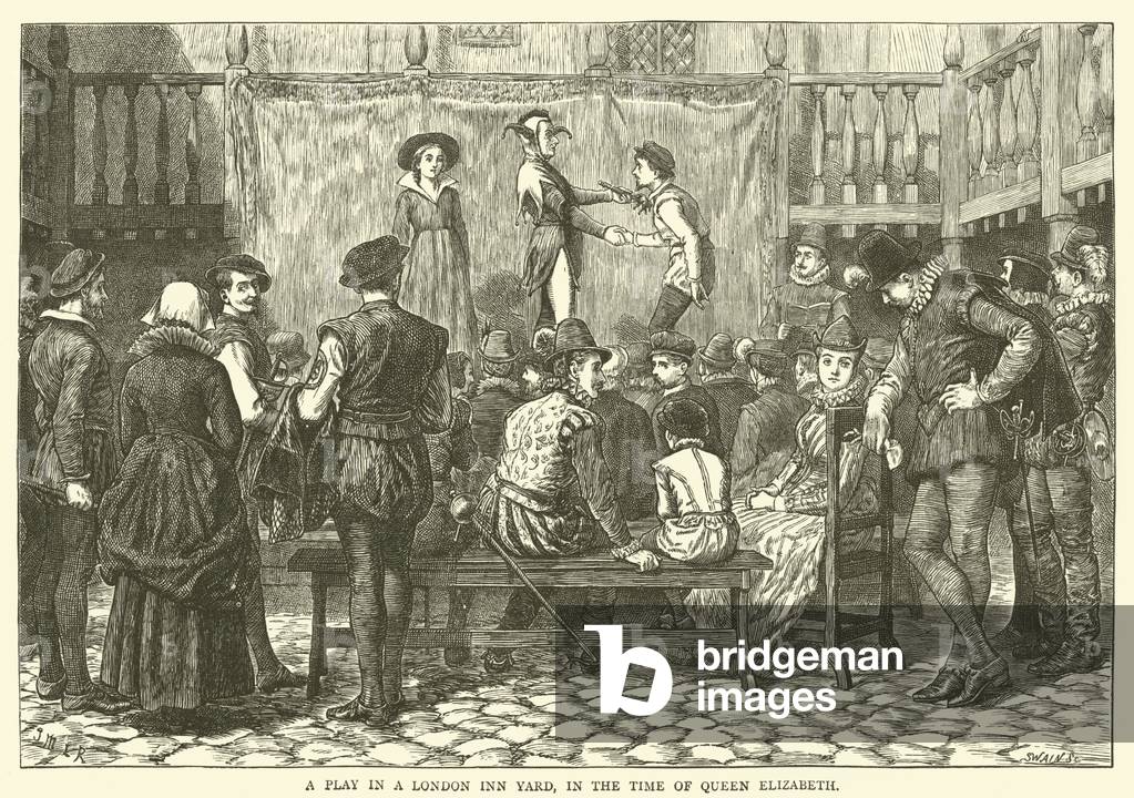 A play in a London Inn Yard, in the time of Queen Elizabeth (engraving)