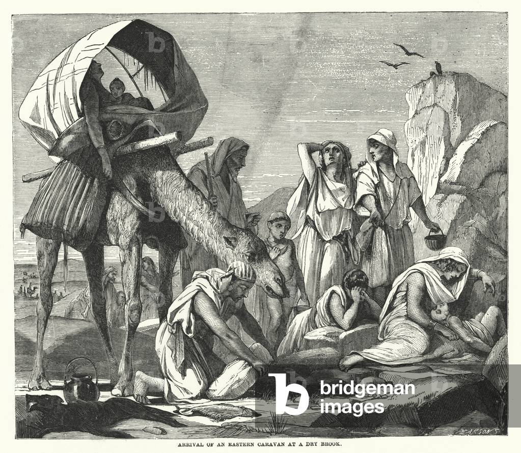 Arrival of an Eastern Caravan at a Dry Brook (engraving)