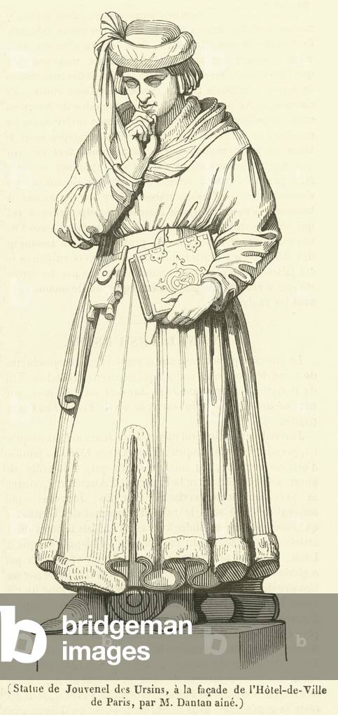 Statue de Jouvenel des Ursins, a la facade de l'Hotel-de-Ville de Paris (engraving)