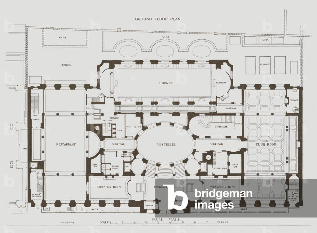 Royal Automobile Club, Ground Floor Plan (litho)