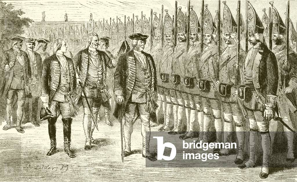 Frederick William I and his Giant Guards (engraving)
