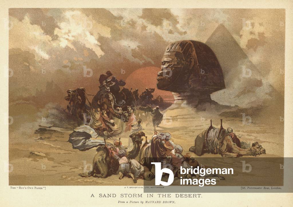 A Sand Storm in the Desert (colour litho)