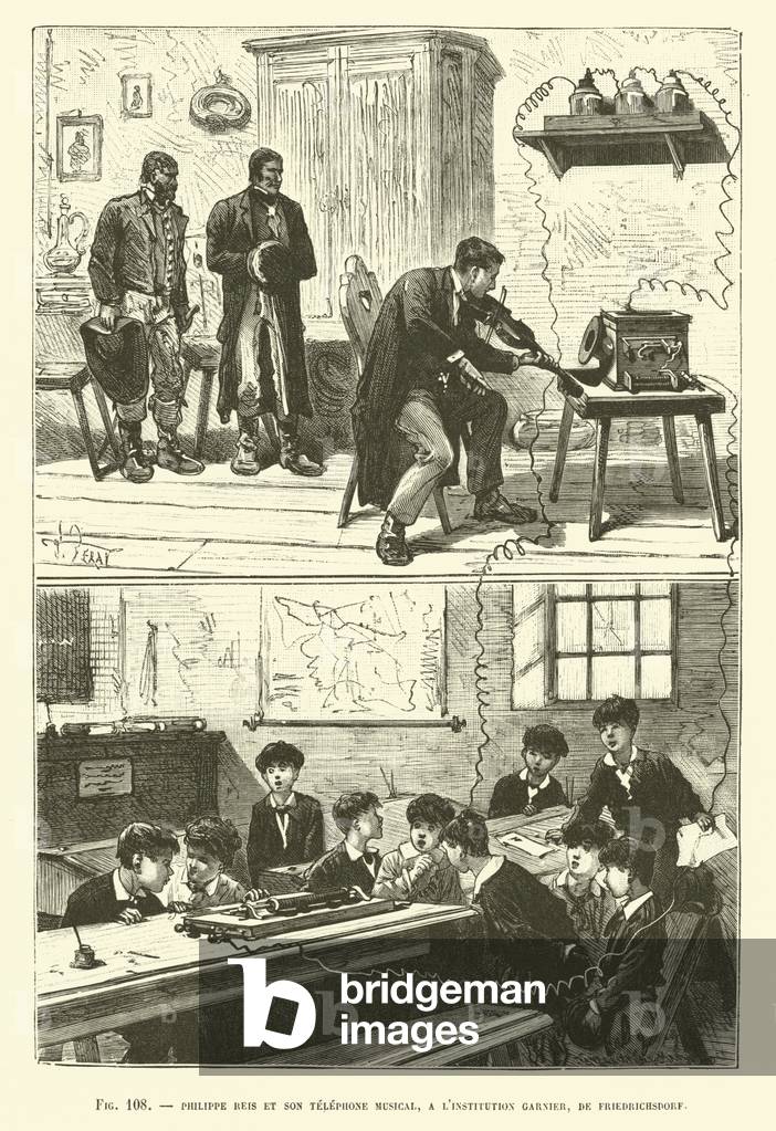 Philippe Reis Et Son Telephone Musical, A L'Institution Garnier, De Friedrichsdorf (engraving)