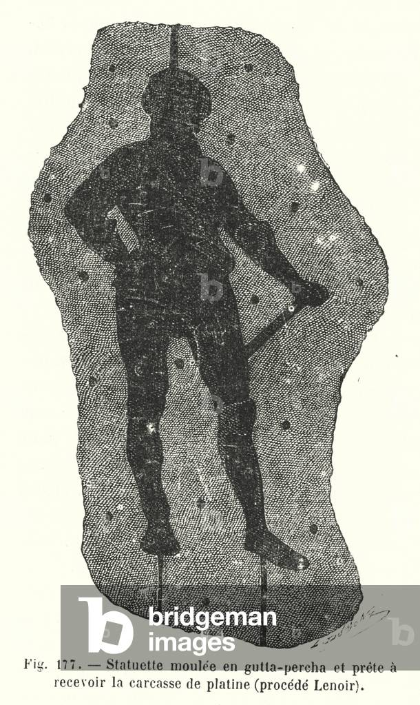 Statuette moulee en gutta-percha et prete a recevoir la carcasse de platine, procede Lenoir (engraving)