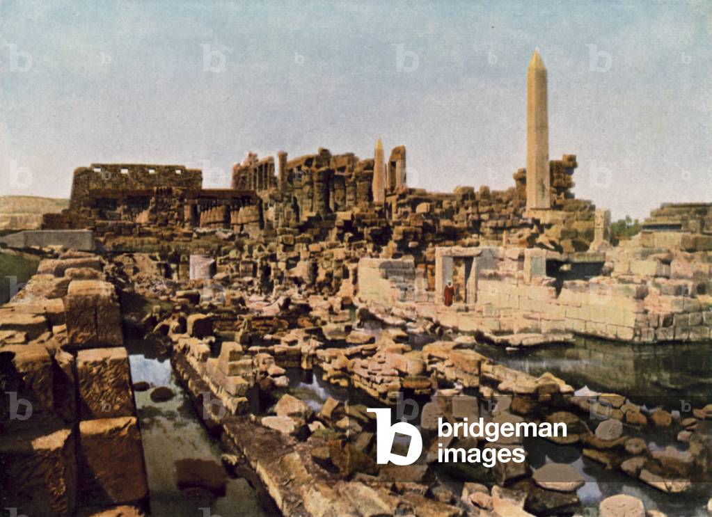 Karnak, general view of the Great Temple of Amen-Ra (coloured photo)