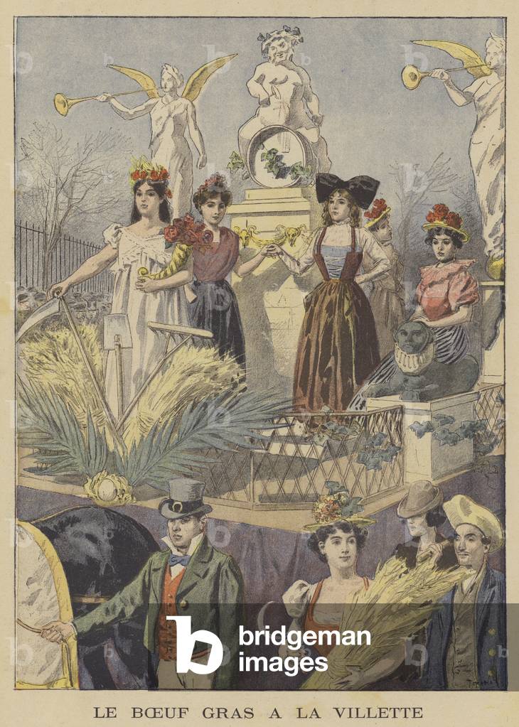 The fatted ox at La Villette (colour litho)