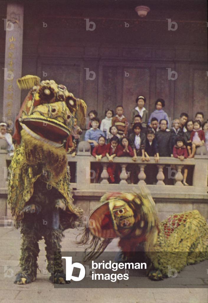 Taiwan: Lion Dancing as part of lunar New Year's fun, 1963 (photo)