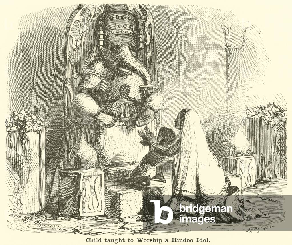 Child taught to Worship a Hindoo Idol (engraving)