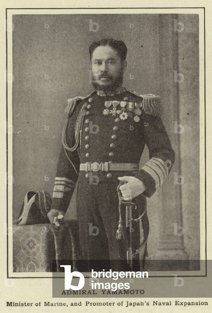 Admiral Yamamoto, Minister of Marine, and Promoter of the Japan's Naval Expansion (b/w photo)