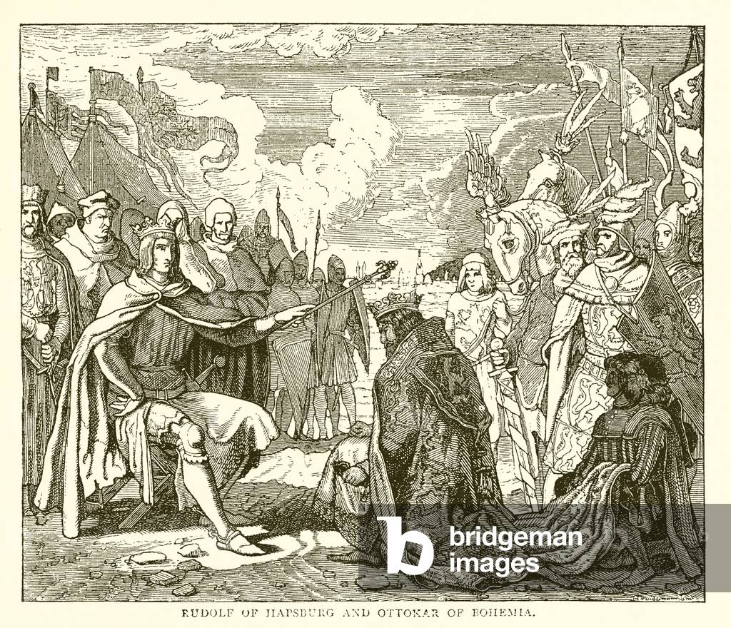 Rudolf of Hapsburg and Ottokar of Bohemia (engraving)