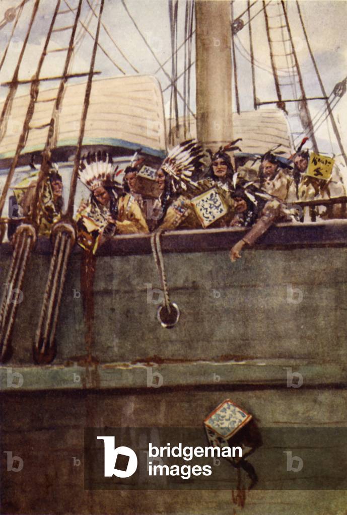 The Boston Tea Party (colour litho)