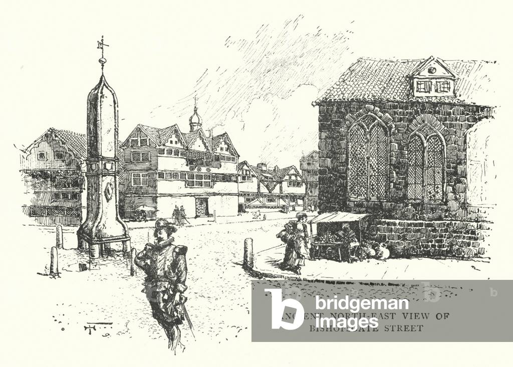 Ancient North-East View of Bishopsgate Street (engraving)