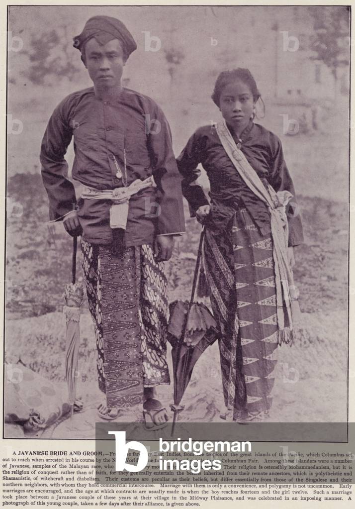 Chicago World's Fair, 1893: A Javanese Bride and Groom (b/w photo)