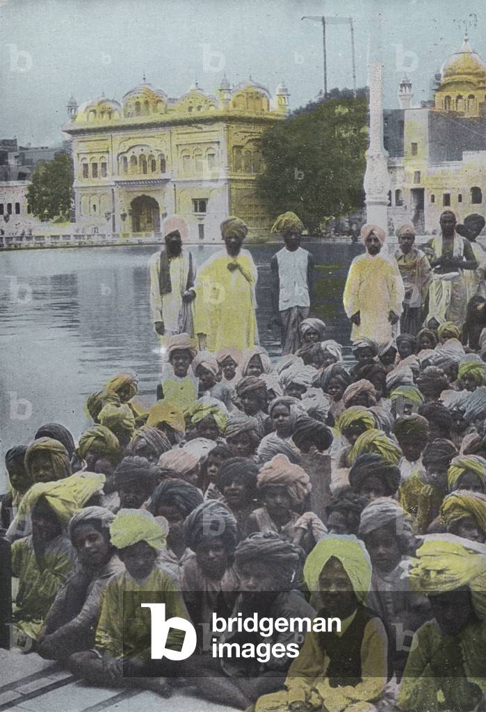 Schoolboys, Amritzar, at the Golden Temple (coloured photo)