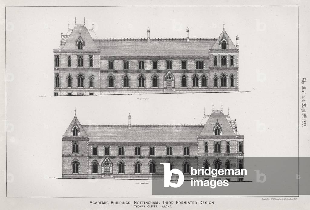 Academic Buildings, Nottingham, Third Premiated Design (engraving)