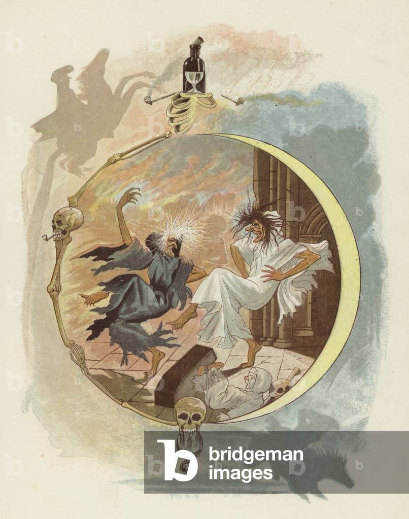 Illustration for Tam O'Shanter by Robert Burns (colour litho)