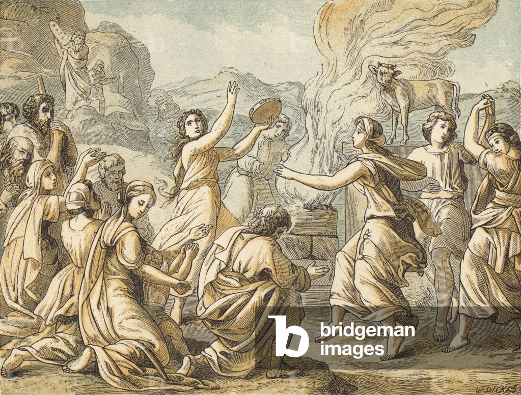 The Golden Calf (coloured engraving)