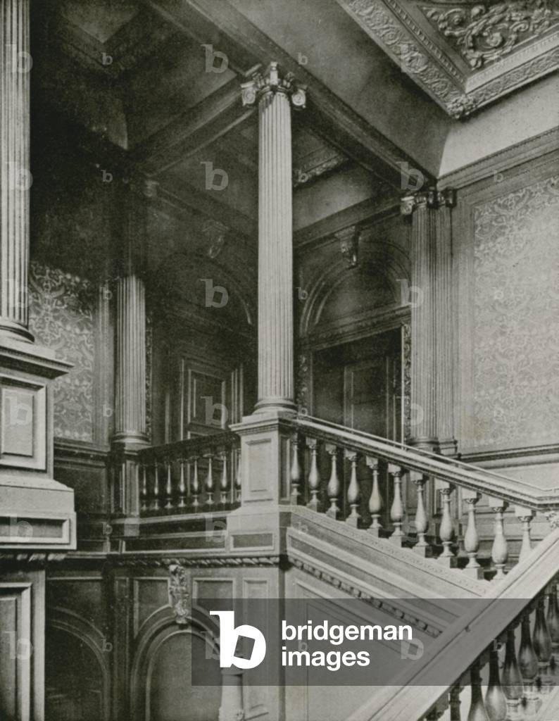 Westminster, the staircase of Ashburnham House (b/w photo)