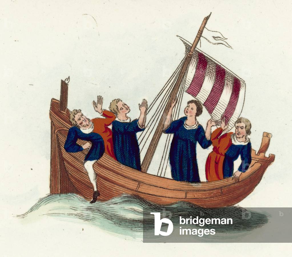 The White Ship (coloured engraving)