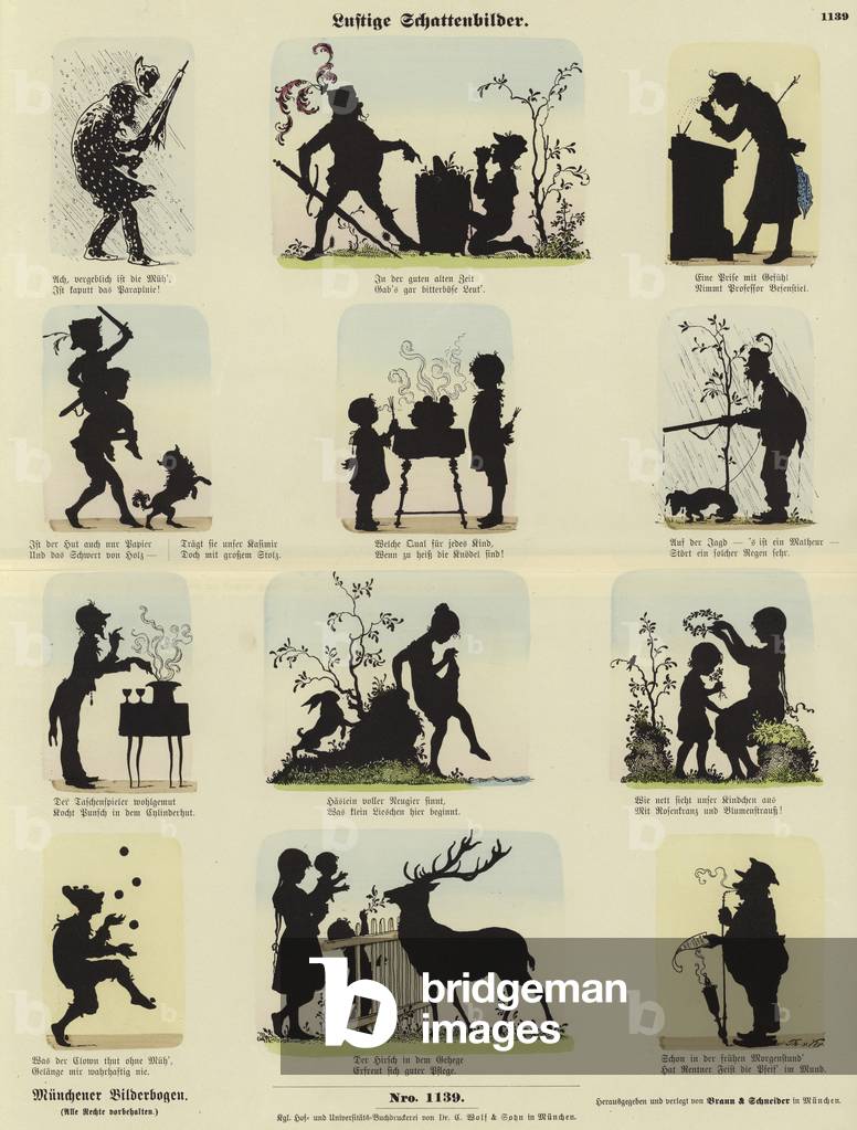 Funny Silhouettes (coloured engraving)
