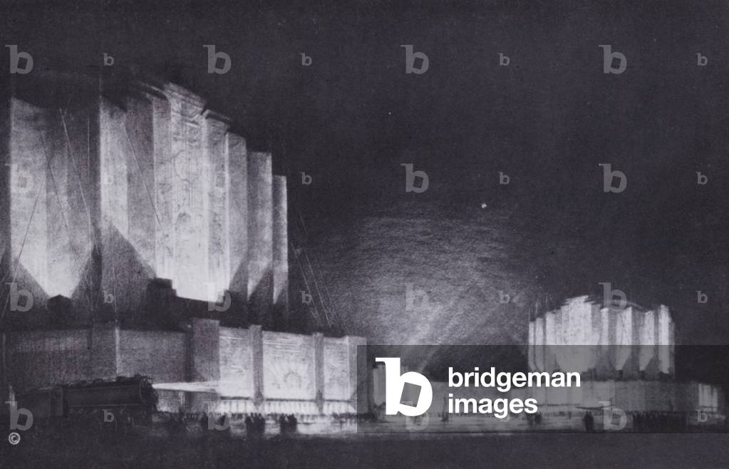 Chicago: Proposed Travel and Transport Building, 1933 Chicago World's Fair (b/w photo)