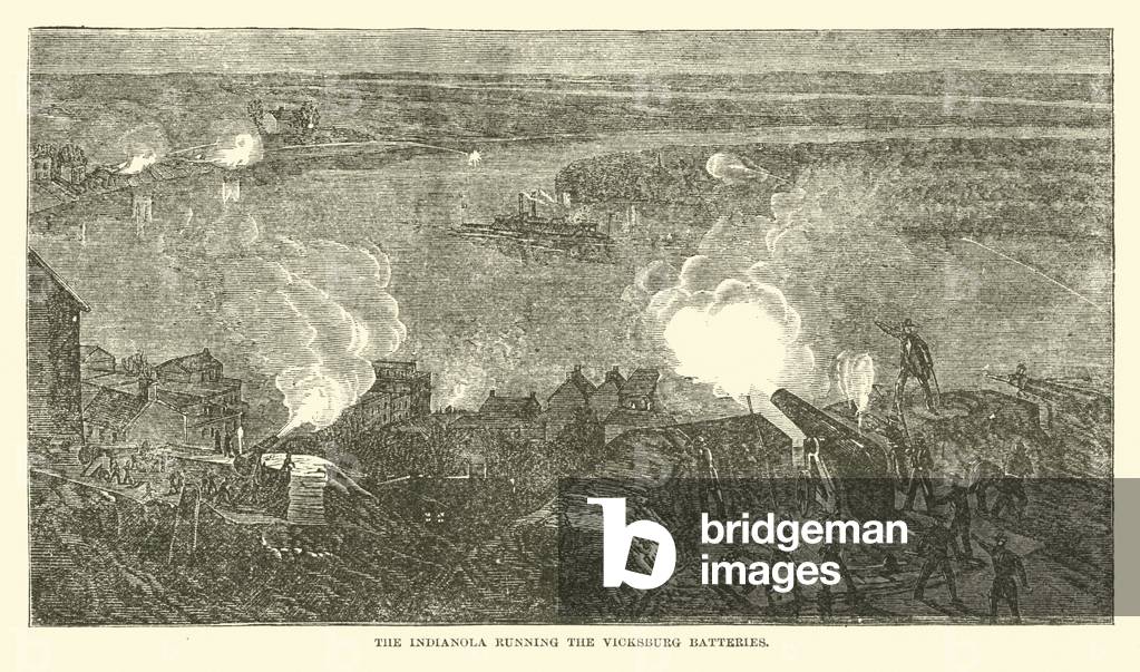 The Indianola running the Vicksburg Batteries, February 1863 (engraving)